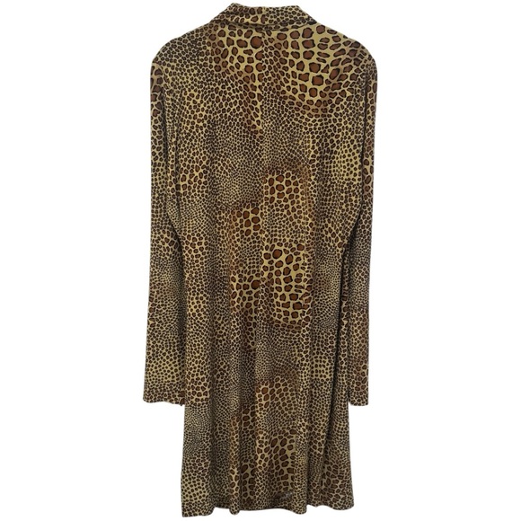 Norma Kamali Leopard Animal Print Side Ruched Midi Dress Jersey Comfort XXL - Picture 6 of 12